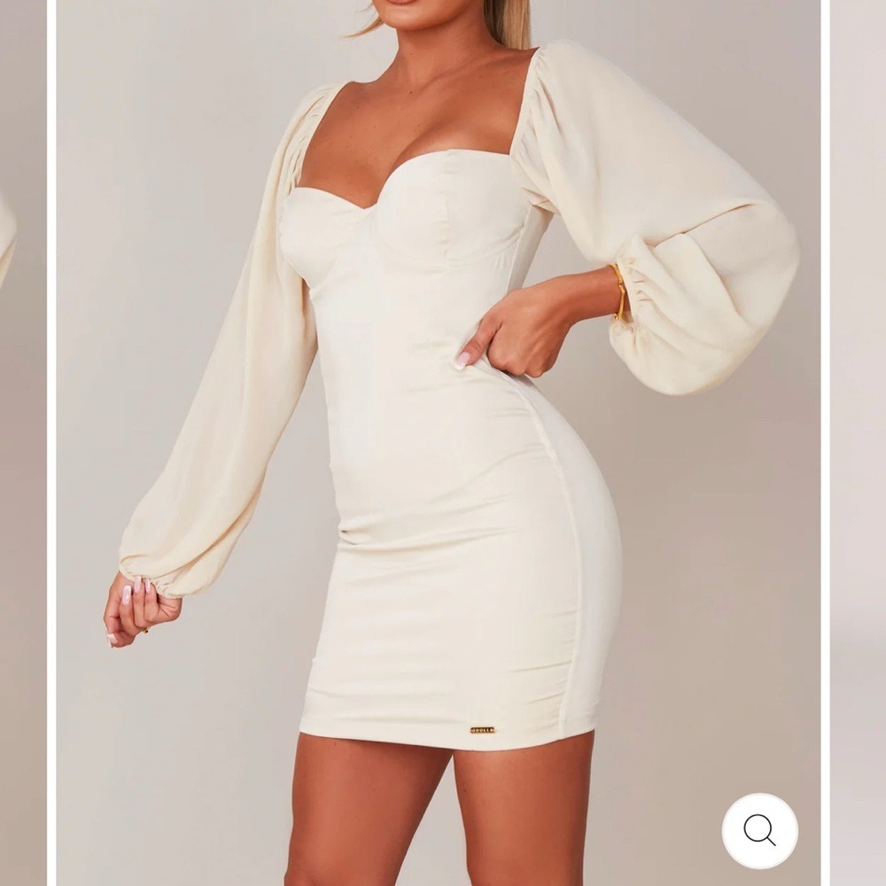 O‎ Dolls Collection Balloon Sleeve Champagne Mini Dress Sweetheart Underwire 16